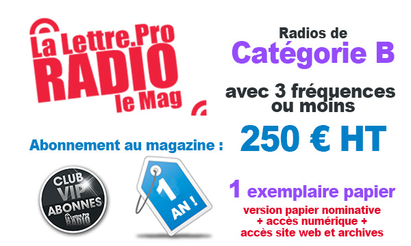 Radios Privées 3 fréquences ou moins - Cat B - Abonnement 23 numéros à La Lettre Pro de la Radio (France métro.)