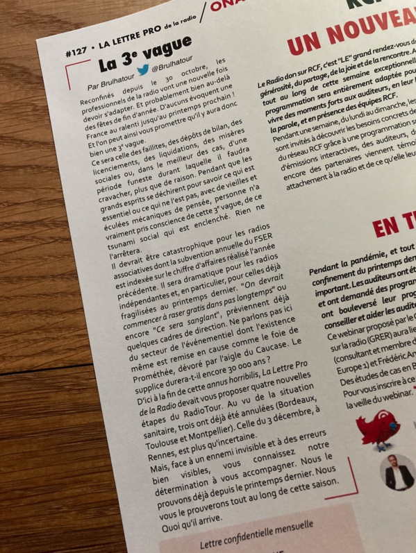Si, toutefois, vous aviez manqué mon édito du n° 127 du mensuel La Lettre Pro de la Radio... Le voici.