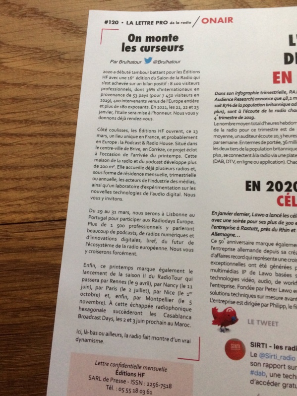 "On monte les curseurs" : mon édito dans le dernier numéro de @LaLettrePro de la Radio.