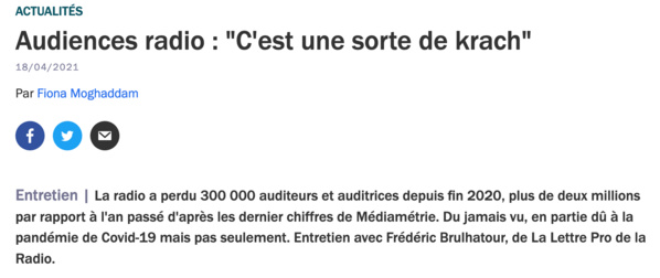 Audiences radio : "C'est une sorte de krach"