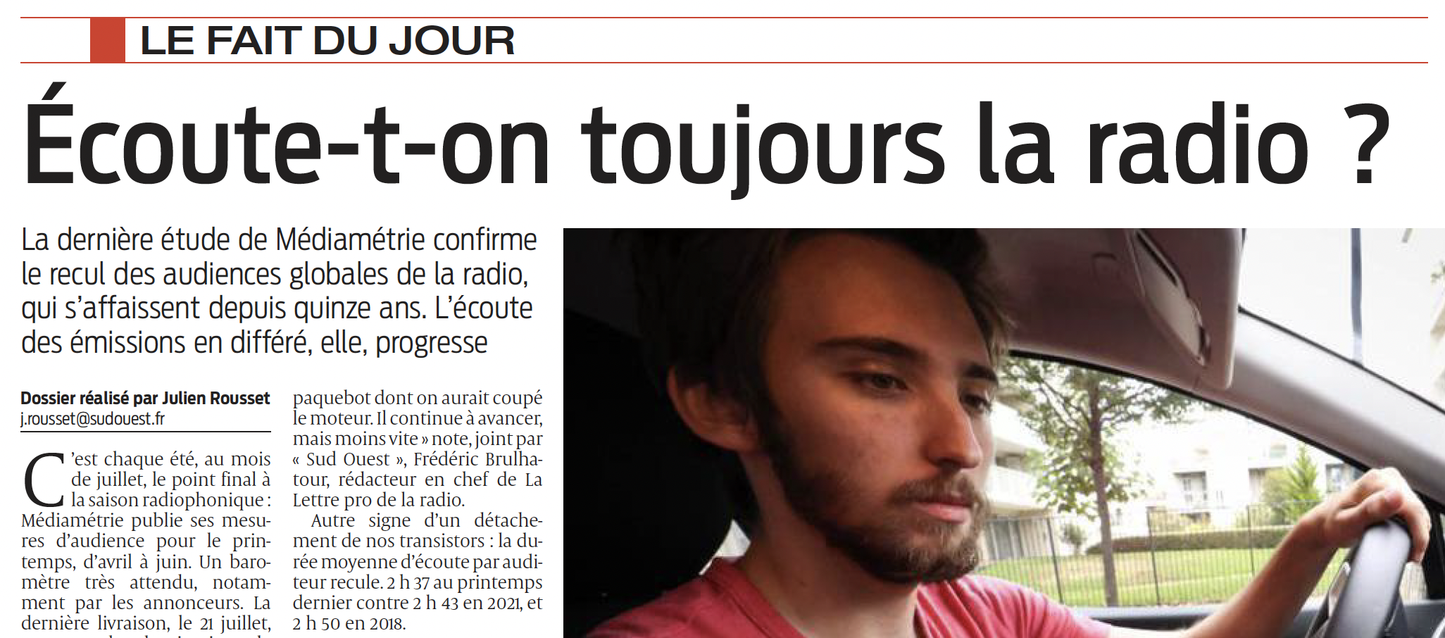 Les audiences : mon interview dans Sud Ouest Les audiences : mon interview dans Sud Ouest