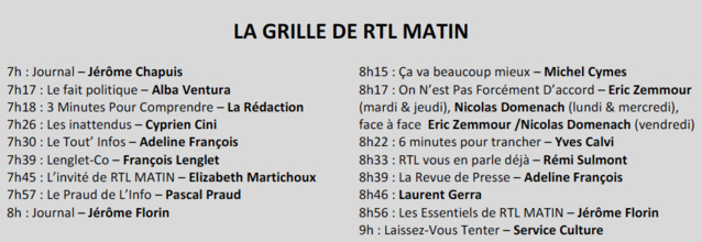 Zemmour va débattre sur RTL Zemmour va débattre sur RTL