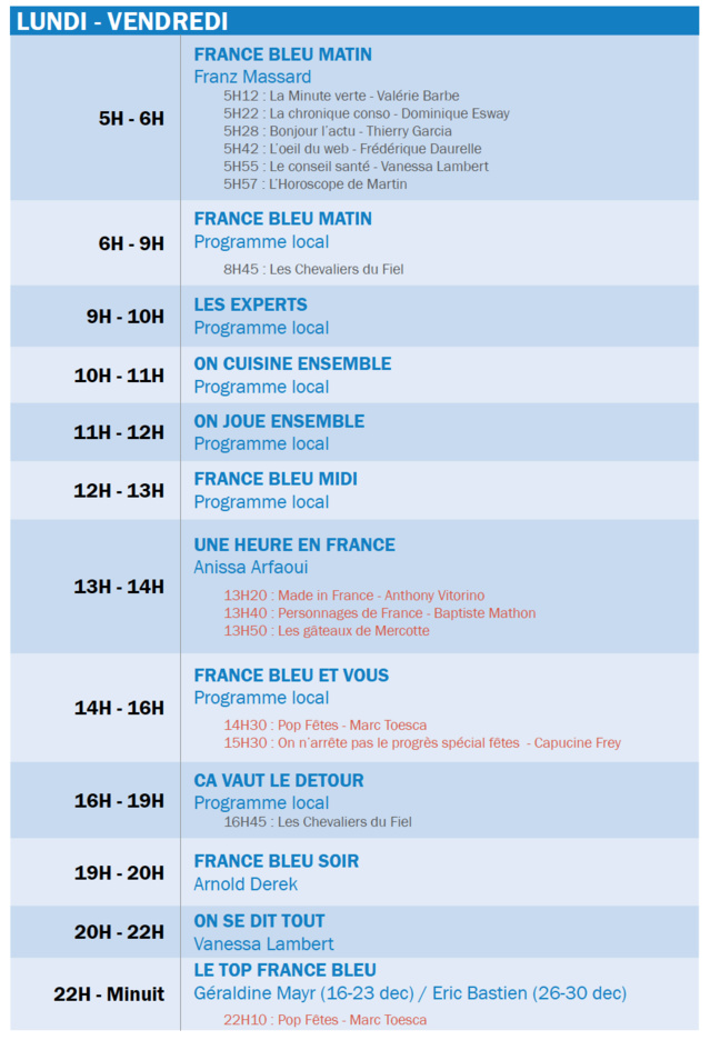 France Bleu : une grille de Noël dès le 19 décembre France Bleu : une grille de Noël dès le 19 décembre