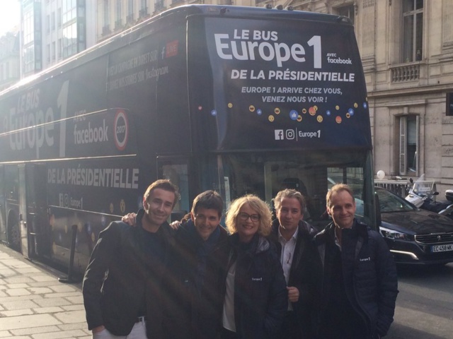 La semaine dernière,  Europe 1 a lancé Le Bus Europe 1 de la présidentielle avec Facebook © Twitter Presse Europe 1