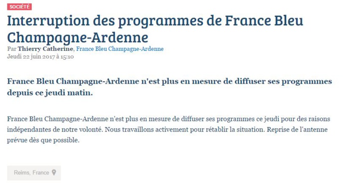 Canicule : les programmes de France Bleu Champagne interrompus Canicule : les programmes de France Bleu Champagne interrompus