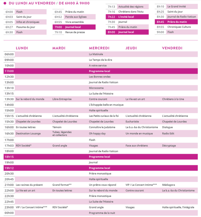 RCF lance sa nouvelle grille des programmes RCF lance sa nouvelle grille des programmes