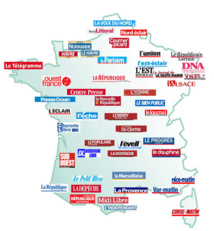 Jetez un coup d'œil sur la carte des quotidiens régionaux.