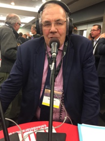 Nicolas Curien, cet après-midi, sur le stand de La Lettre Pro de la Radio lors de l'Assemblée générale du WorldDAB