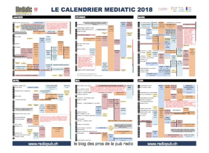 Le calendrier Mediatic 2018 est paru