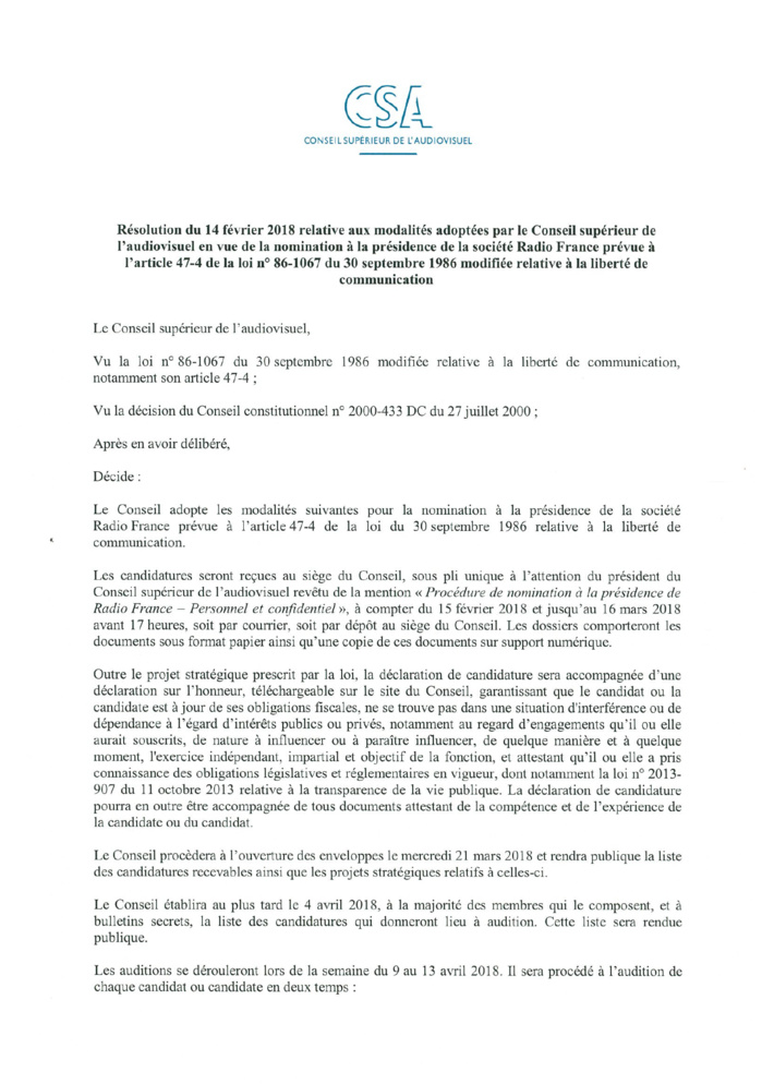 Un nouveau président à Radio France avant le 14 avril Un nouveau président à Radio France avant le 14 avril