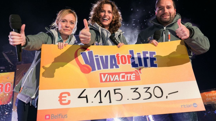 Portée par VivaCité (RTBF), la cinquième édition de Viva for Life s'est refermée à Nivelles avec un nouveau record  : 4 115 330€ ont été récoltés pour l'enfance en pauvreté  © Martin Godfroid