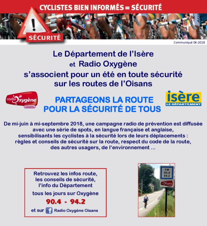 Le département de l'Isère et Radio Oxygène s'associent pour la bonne cause Le département de l'Isère et Radio Oxygène s'associent pour la bonne cause