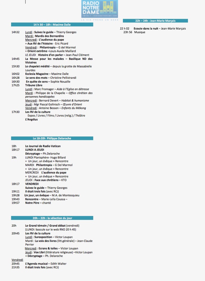 Radio Notre Dame déploie sa nouvelle grille Radio Notre Dame déploie sa nouvelle grille