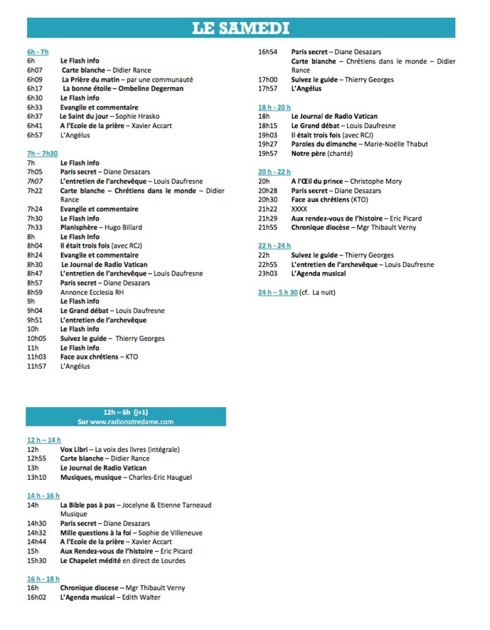 Radio Notre Dame déploie sa nouvelle grille Radio Notre Dame déploie sa nouvelle grille