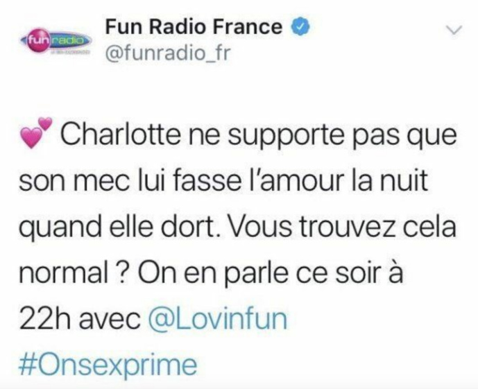 Fun Radio : le tweet de la polémique Fun Radio : le tweet de la polémique