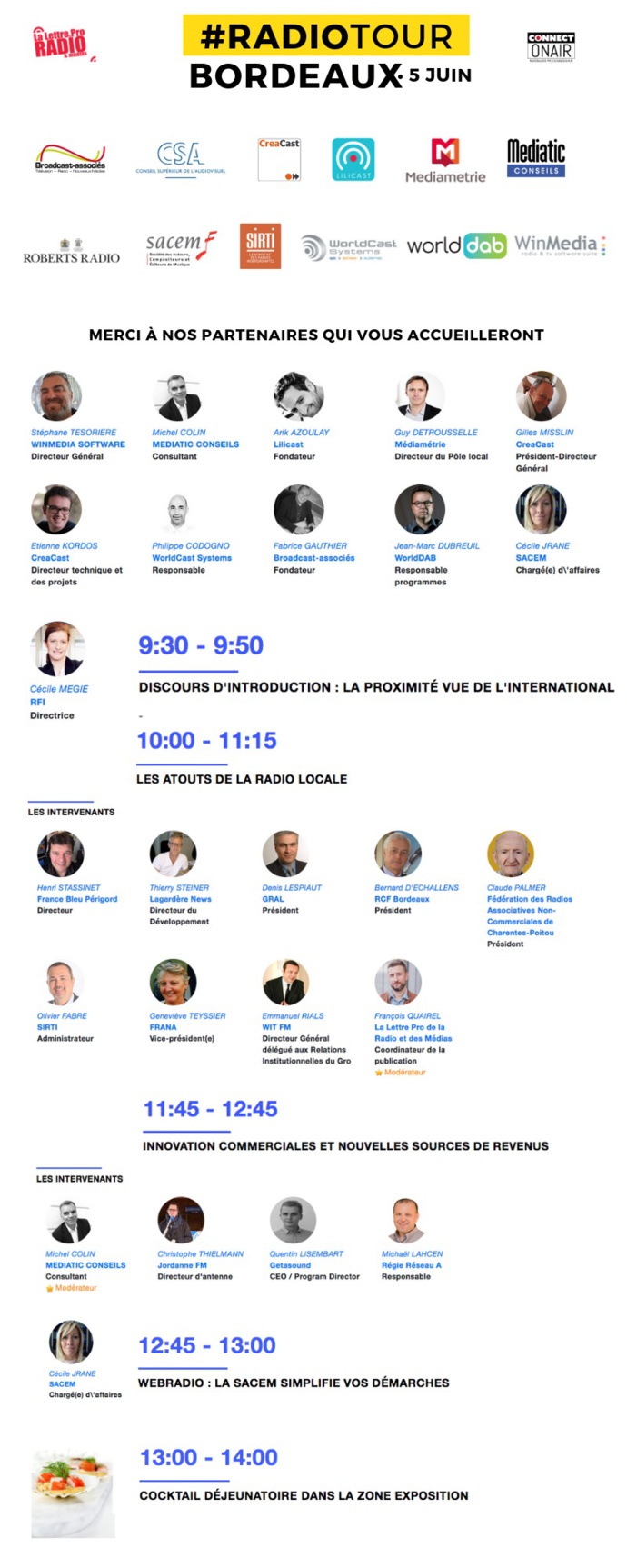 RadioTour : le programme heure par heure à Bordeaux RadioTour : le programme heure par heure à Bordeaux