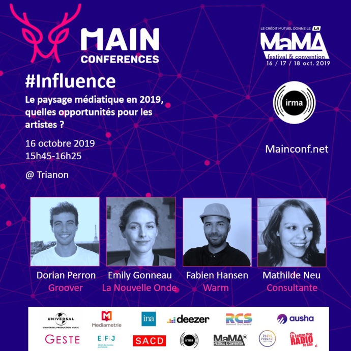 Trois MAIN conferences au MaMA Festival Trois MAIN conferences au MaMA Festival