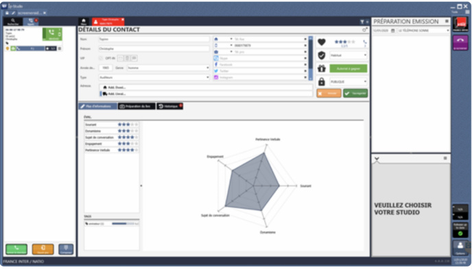 Casting auditeur avec fiches et statistiques individuelles Casting auditeur avec fiches et statistiques individuelles