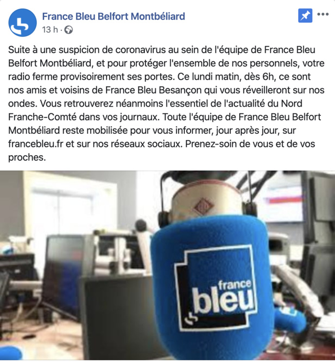 Covid-19 : la station France Bleu Belfort-Montbéliard fermée provisoirement
