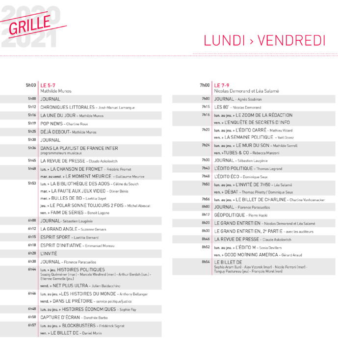 Une rentrée "pas tout à fait comme les autres" pour France Inter Une rentrée "pas tout à fait comme les autres" pour France Inter