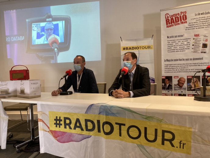 Franck Pelloux (K6FM) à gauche et Christophe Mercier (Vosges FM) à droite, ce matin au RadioTour à Nancy