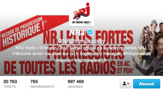 1 million de followers pour NRJ