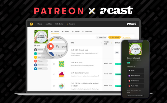 Acast/Patreon : une union en faveur de la création de contenus