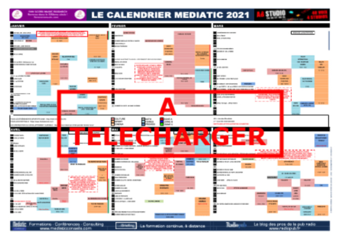 Le Calendrier Mediatic 2021 est disponible