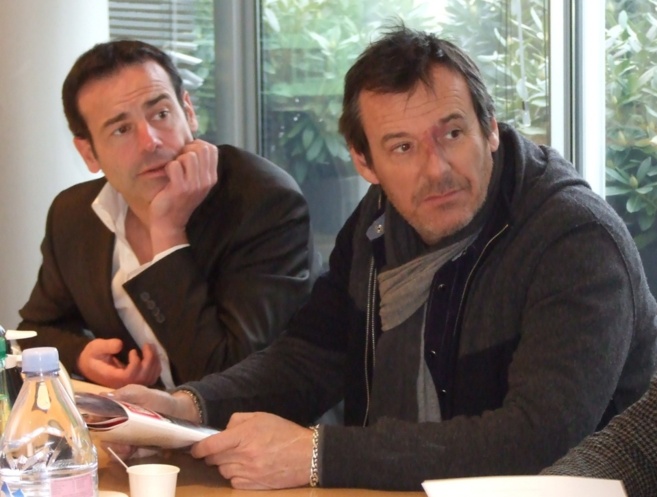 Rémi Castillo (fondateur des Jeunes Talents) et Jean-Luc Reichmann (Président du jury) le 18 janvier dernier à Médiamétrie