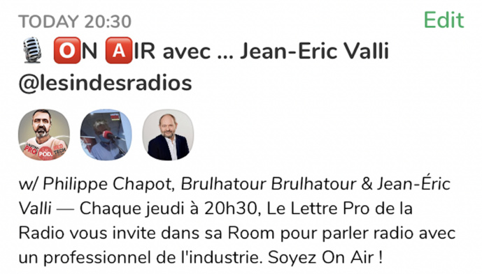 Jean-Éric Valli invité de "On Air" ce soir sur ClubHouse Jean-Éric Valli invité de "On Air" ce soir sur ClubHouse