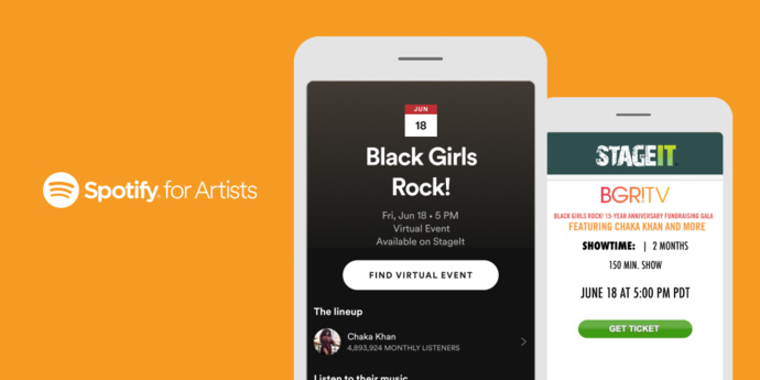 Spotify élargit sa fonctionnalité listant des concerts virtuels