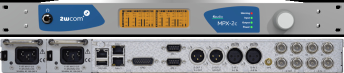 Avant et arrière du codec MPX-2c. © 2wcom. Avant et arrière du codec MPX-2c. © 2wcom.
