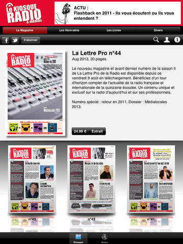 La version iPad de l'application Le Kiosque Radio