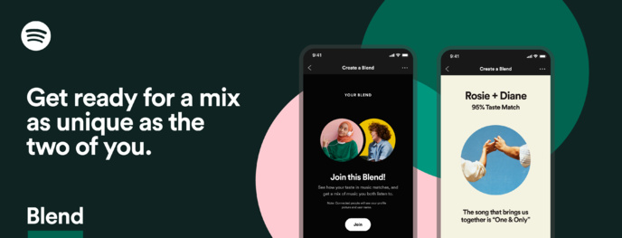 Spotify lance la fonctionnalité "Blend" Spotify lance la fonctionnalité "Blend"