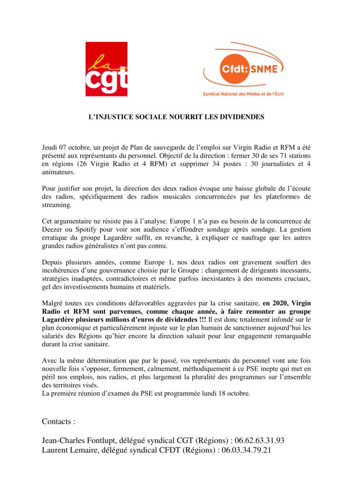 Projet de fermetures de plusieurs locales de RFM et Virgin Radio Projet de fermetures de plusieurs locales de RFM et Virgin Radio