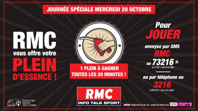 RMC : un plein d'essence à gagner toutes les 20 minutes RMC : un plein d'essence à gagner toutes les 20 minutes