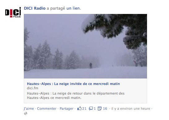 Il a neigé sur Facebook