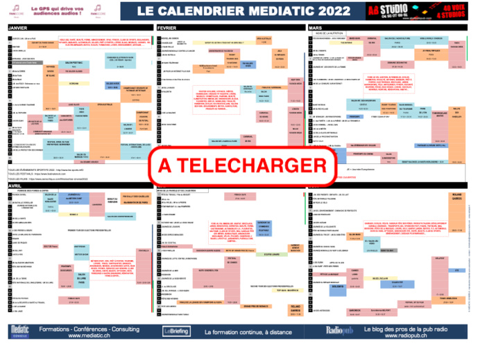 Le calendrier Médiatic 2022 est disponible Le calendrier Médiatic 2022 est disponible