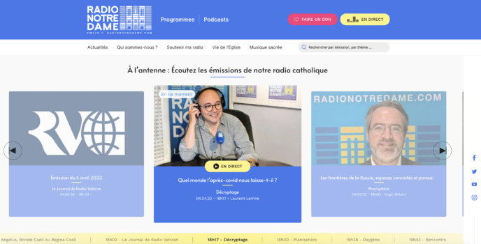 Un nouveau site web pour Radio Notre Dame Un nouveau site web pour Radio Notre Dame