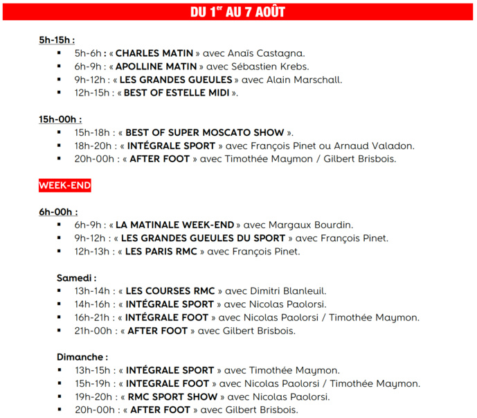 Cet été, RMC mise sur "la continuité de son antenne" Cet été, RMC mise sur "la continuité de son antenne"