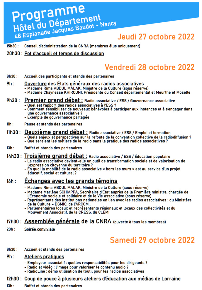 États Généraux : la CNRA s'installe à Nancy États Généraux : la CNRA s'installe à Nancy