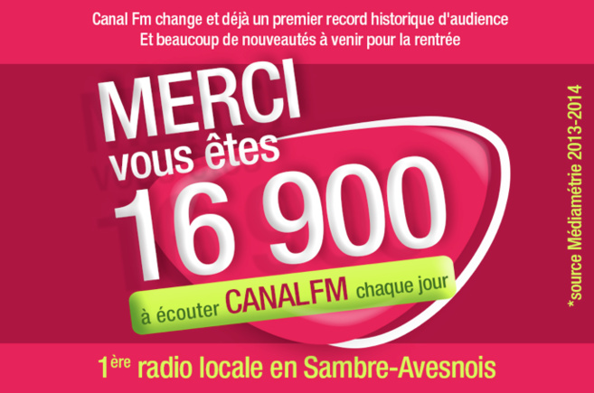 Canal FM : 526% d'augmentation d'audience ! Canal FM : 526% d'augmentation d'audience !