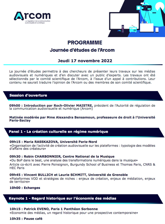 L'Arcom organise sa première journée d'études 