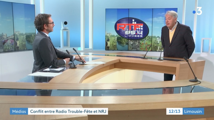 "On ne va pas aller en justice face à NRJ" a déclaré, hier soir sur France 3, Jean-François Biardeaud, président de RTF à Limoges © Capture d'écran France 3 Limousin