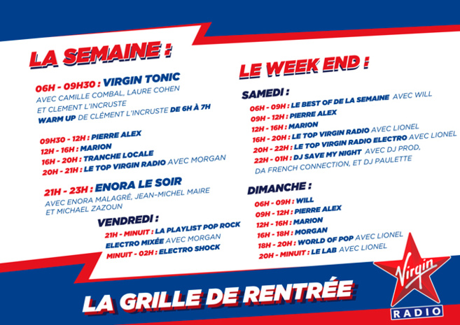 La rentrée sur Virgin Radio La rentrée sur Virgin Radio