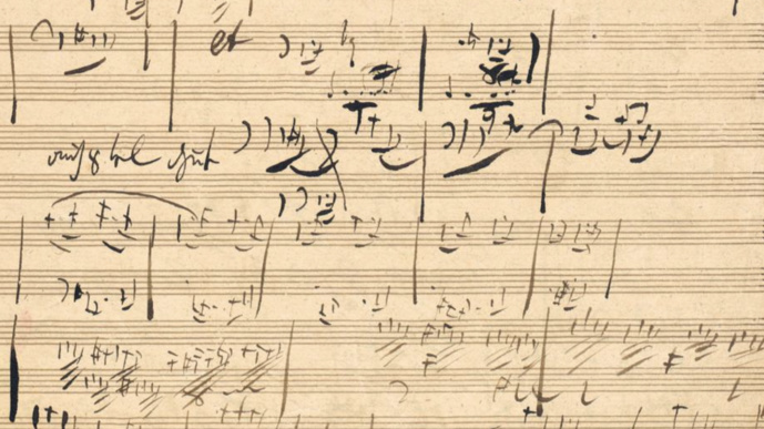 Un fragment de la 9e Symphonie de Beethoven conservé à la BnF et présenté à Radio France le 5 janvier © BnF