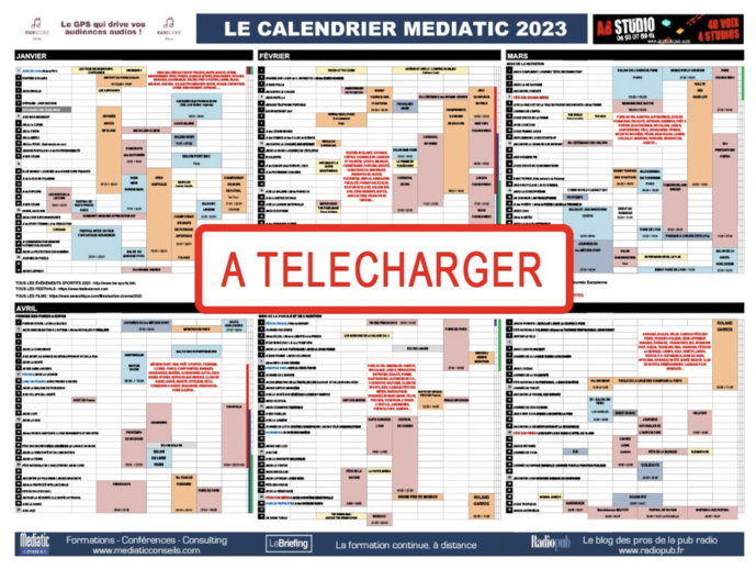 Radiopub édite son nouveau calendrier Mediatic 2023 Radiopub édite son nouveau calendrier Mediatic 2023