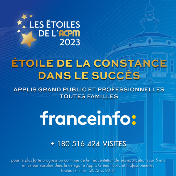 Deux Étoiles de l’ACPM 2023 pour franceinfo Deux Étoiles de l’ACPM 2023 pour franceinfo