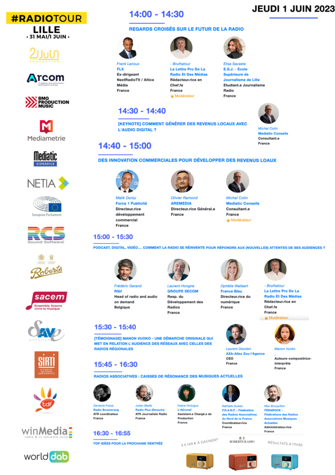 RadioTour à Lille : voici tous les intervenants RadioTour à Lille : voici tous les intervenants