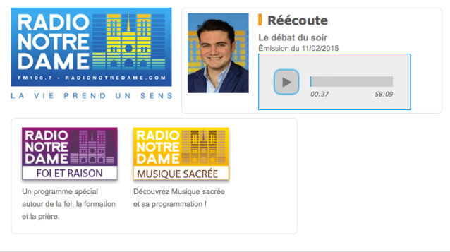 Cliquez sur le player pour lancer le débat diffusé sur Radio Notre-Dame Cliquez sur le player pour lancer le débat diffusé sur Radio Notre-Dame